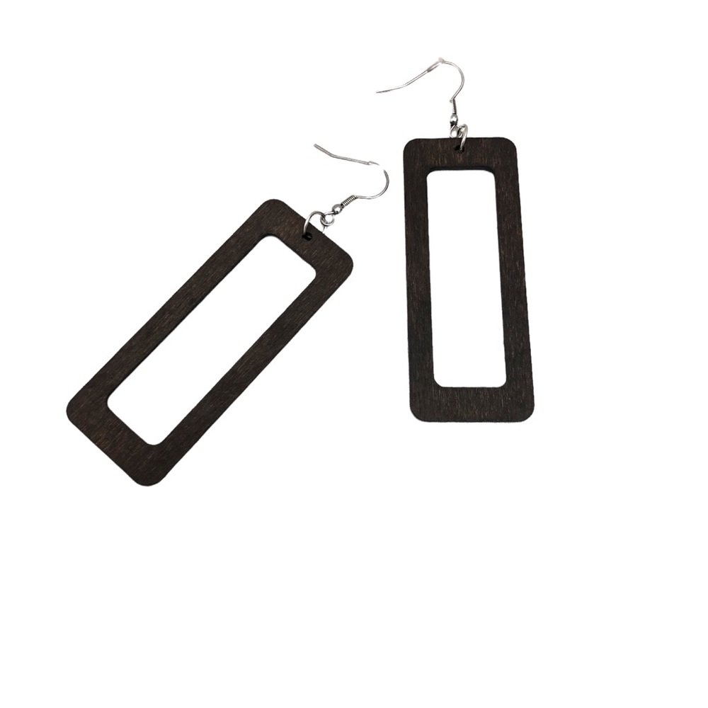 Fansilver African Natural Wooden Dangle Drop Earrings Women's Dark Brown